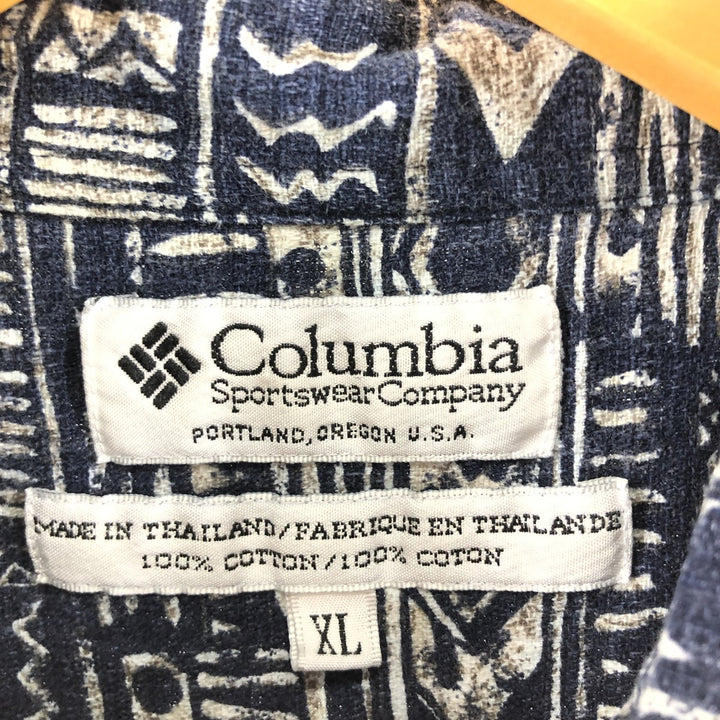 Columbia Sportswear Company All-over Hawaiian Aloha Shirt, Men's XL cotton blue type Vintage Second Hand