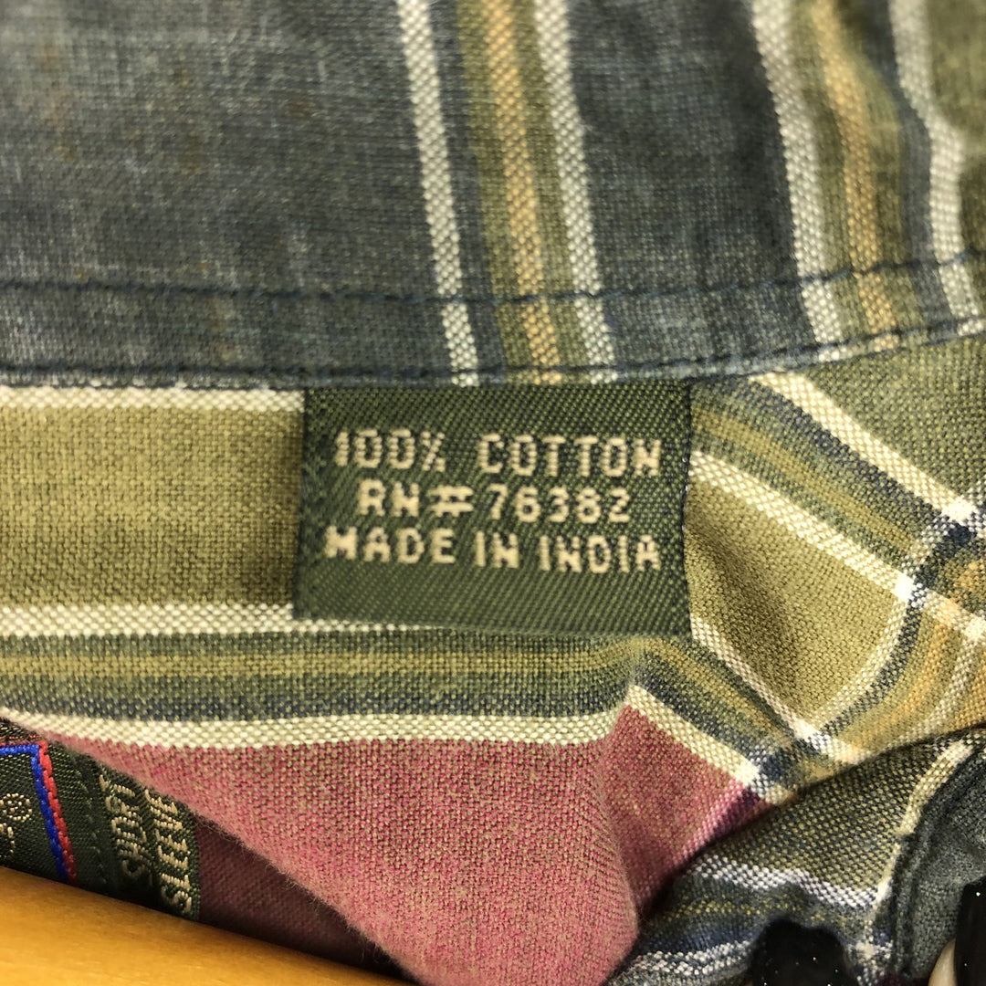 90'S Timberland WEATHERGEAR Check Pattern Short Sleeve Button-down Check Shirt Men's Size L cotton bordeaux Vintage Second Hand