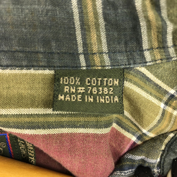 90'S Timberland WEATHERGEAR Check Pattern Short Sleeve Button-down Check Shirt Men's Size L cotton bordeaux Vintage Second Hand