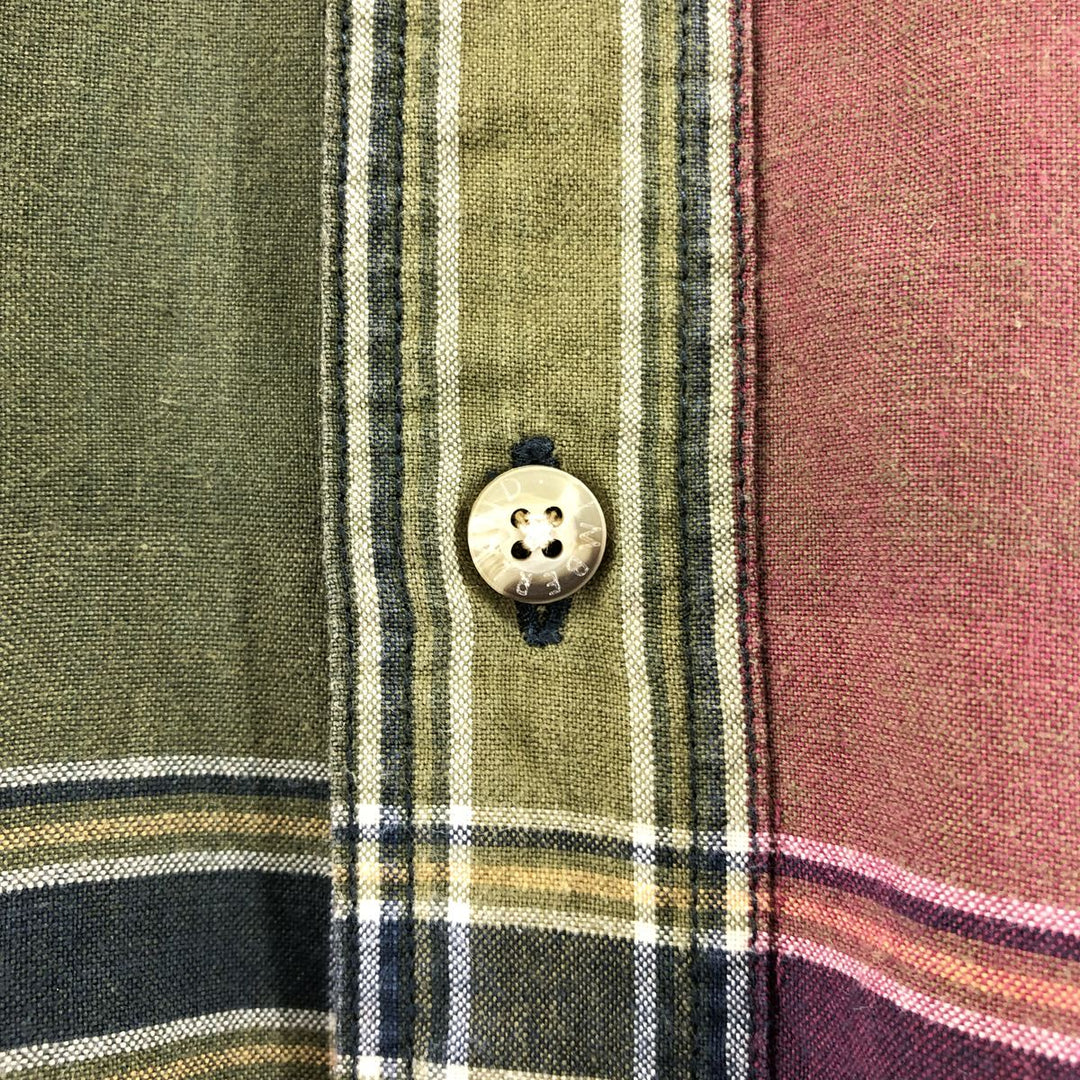 90'S Timberland WEATHERGEAR Check Pattern Short Sleeve Button-down Check Shirt Men's Size L cotton bordeaux Vintage Second Hand