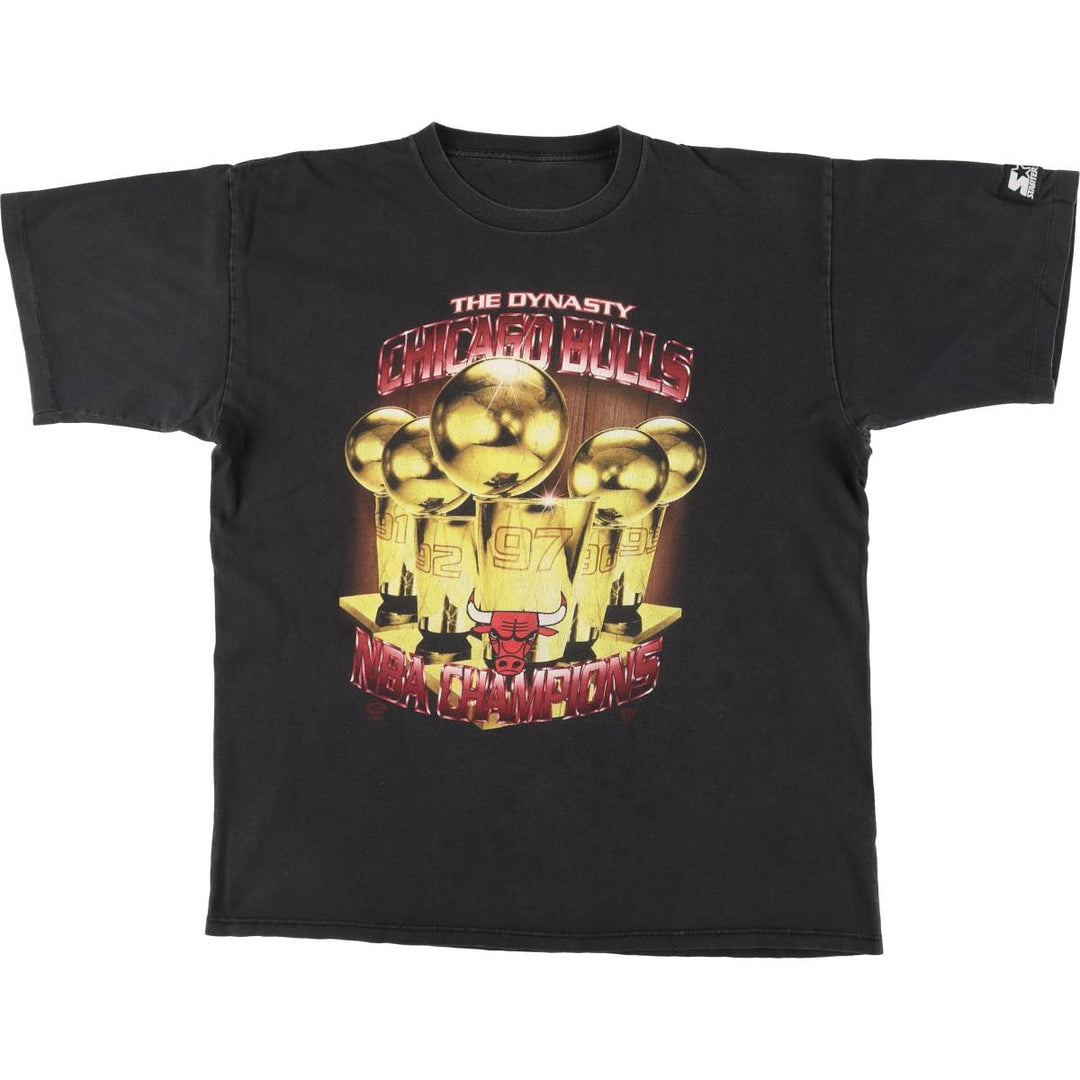 90'S Starter NBA Chicago Bulls Sports Print T-Shirt Men's XL Vintage unclear black type Vintage Second Hand