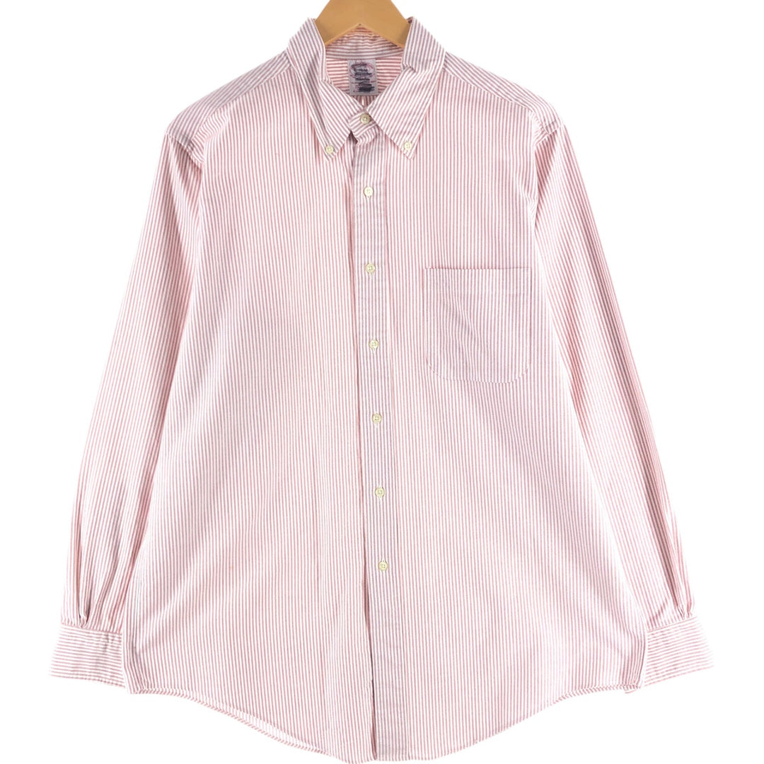 Brooks Brothers Est.1818 Long Sleeve Button-Down Striped Shirt Made in USA Men's Size L Supima Cotton red type Vintage Second Hand