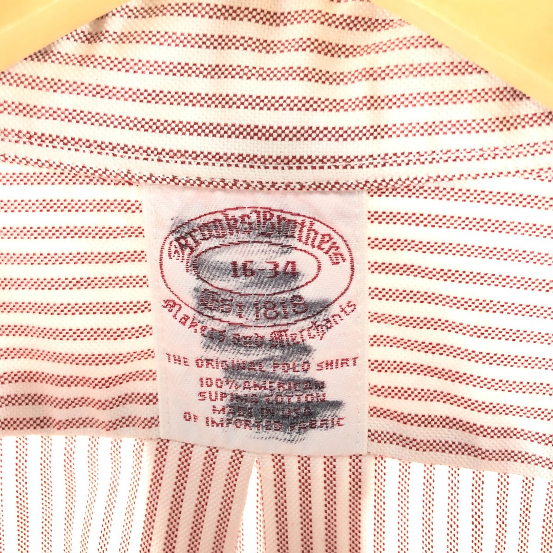Brooks Brothers Est.1818 Long Sleeve Button-Down Striped Shirt Made in USA Men's Size L Supima Cotton red type Vintage Second Hand