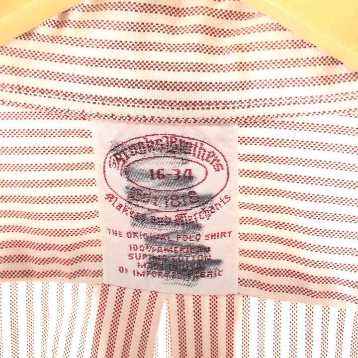 Brooks Brothers Est.1818 Long Sleeve Button-Down Striped Shirt Made in USA Men's Size L Supima Cotton red type Vintage Second Hand