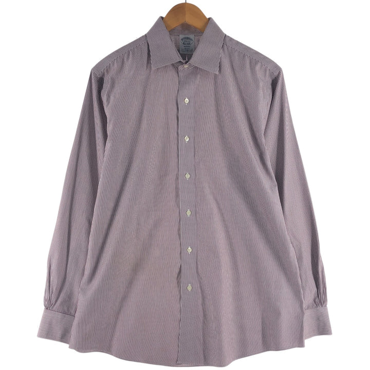 Brooks Brothers Est.1818 REGENT Wide Collar Long Sleeve Cotton Striped Shirt Men's M Supima Cotton brown type Vintage Second Hand