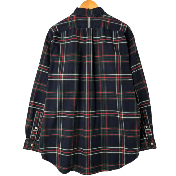 Ralph Lauren BIG SHIRT Long sleeve button down flannel check shirt Men's L size cotton navy blue type Vintage Second Hand