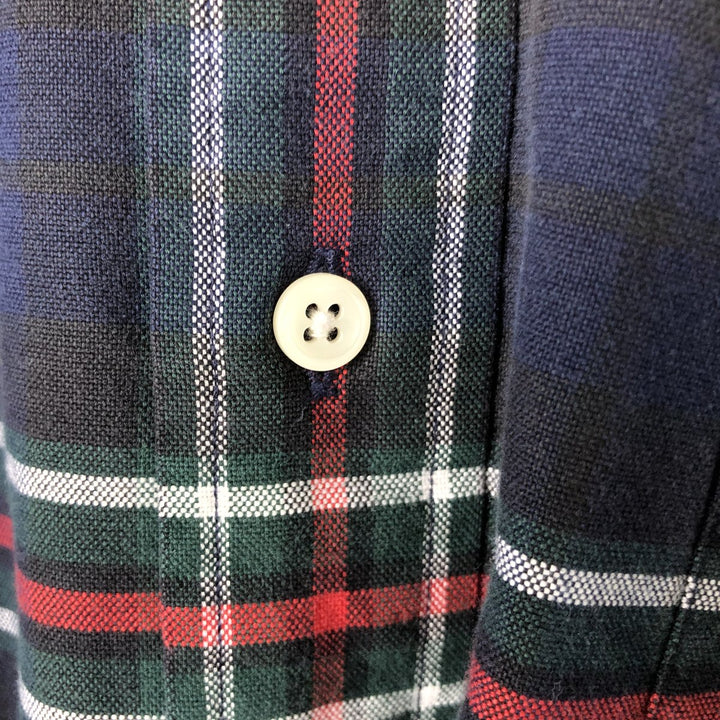 Ralph Lauren BIG SHIRT Long sleeve button down flannel check shirt Men's L size cotton navy blue type Vintage Second Hand