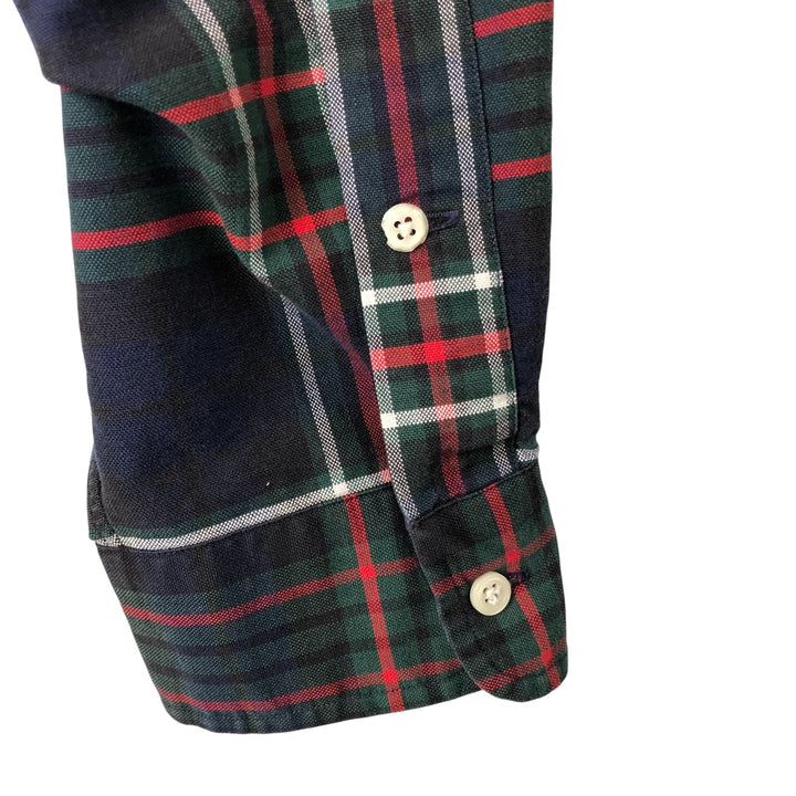 Ralph Lauren BIG SHIRT Long sleeve button down flannel check shirt Men's L size cotton navy blue type Vintage Second Hand
