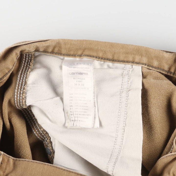 Carhartt MICHIGAN PANT Duck Work Pants Men's W36 equivalent cotton ocher yellow type Vintage Second Hand