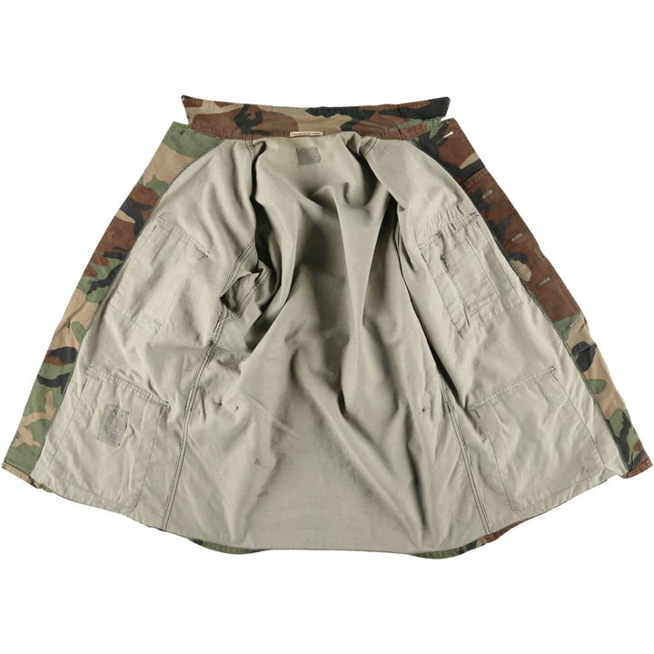80'S US Army genuine USARMY camouflage pattern remake painted military combat jacket made in USA MEDIUM-LONG men's M size cotton brown type Vintage Second Hand