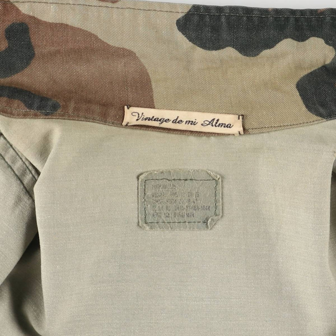 80'S US Army genuine USARMY camouflage pattern remake painted military combat jacket made in USA MEDIUM-LONG men's M size cotton brown type Vintage Second Hand