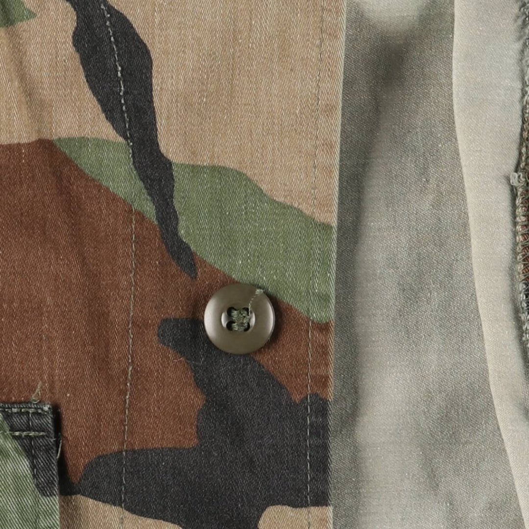 80'S US Army genuine USARMY camouflage pattern remake painted military combat jacket made in USA MEDIUM-LONG men's M size cotton brown type Vintage Second Hand