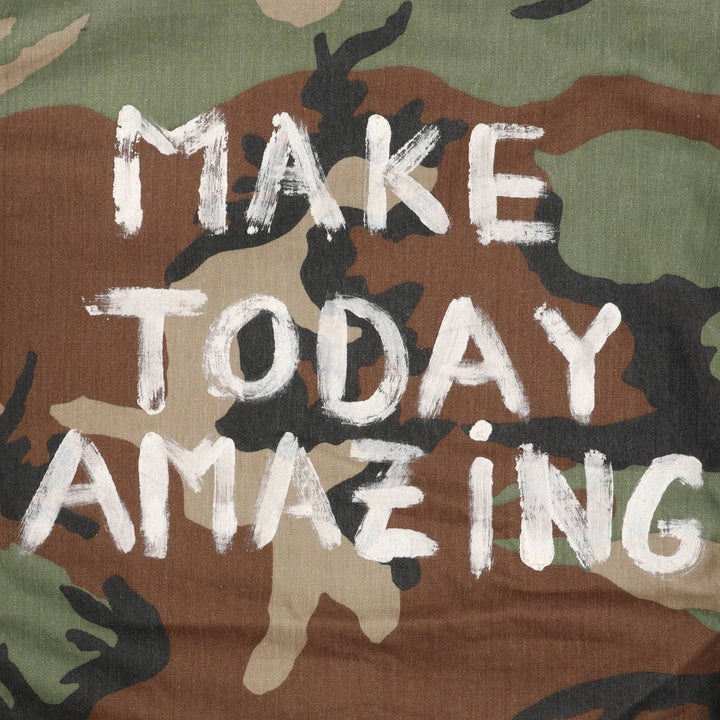 80'S US Army genuine USARMY camouflage pattern remake painted military combat jacket made in USA MEDIUM-LONG men's M size cotton brown type Vintage Second Hand