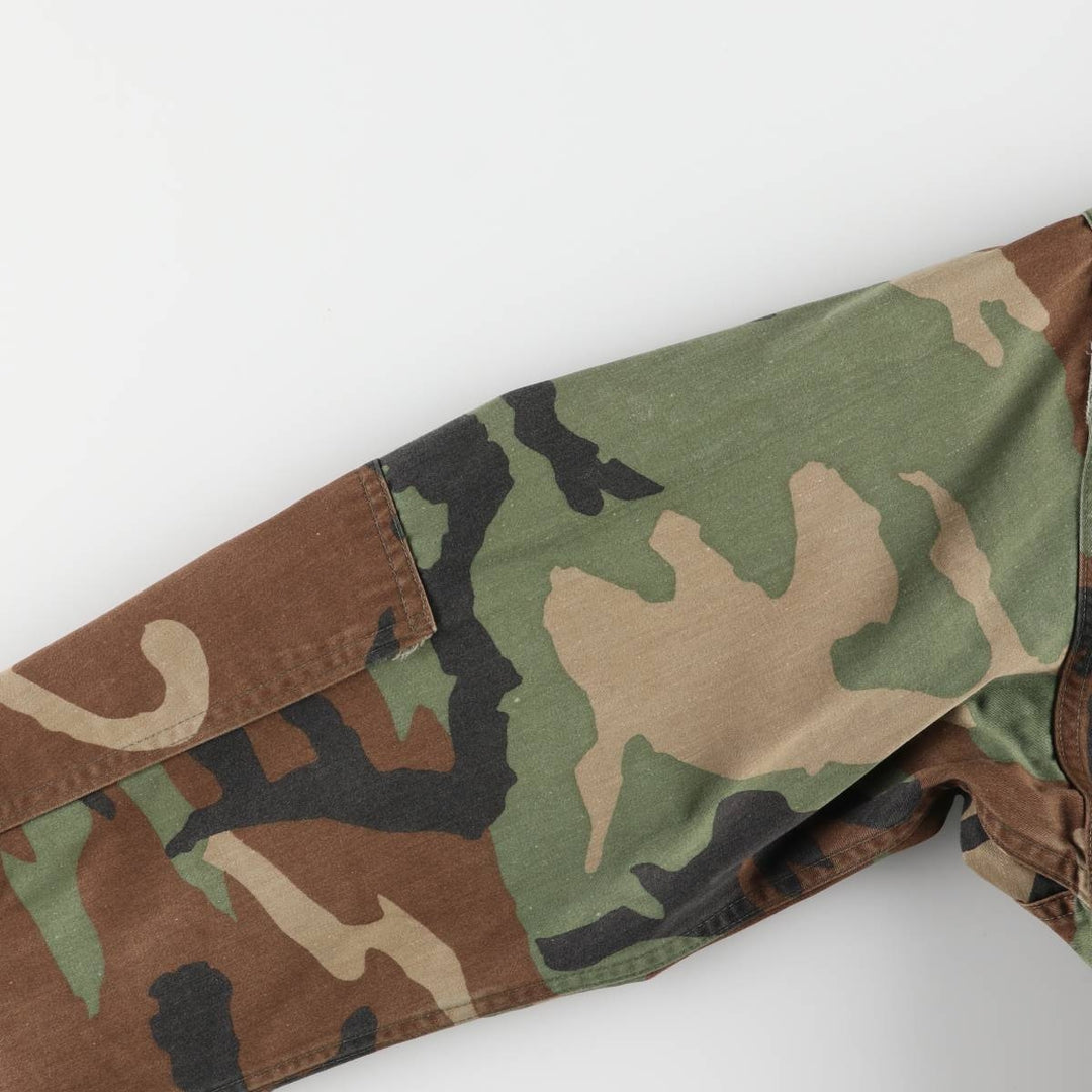 80'S US Army genuine USARMY camouflage pattern remake painted military combat jacket made in USA MEDIUM-LONG men's M size cotton brown type Vintage Second Hand