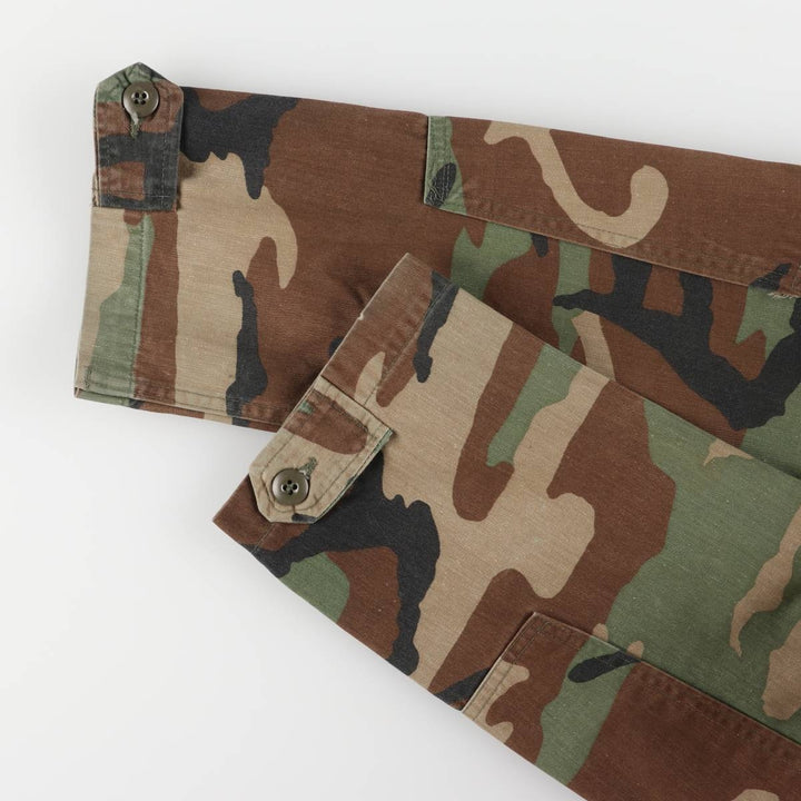 80'S US Army genuine USARMY camouflage pattern remake painted military combat jacket made in USA MEDIUM-LONG men's M size cotton brown type Vintage Second Hand