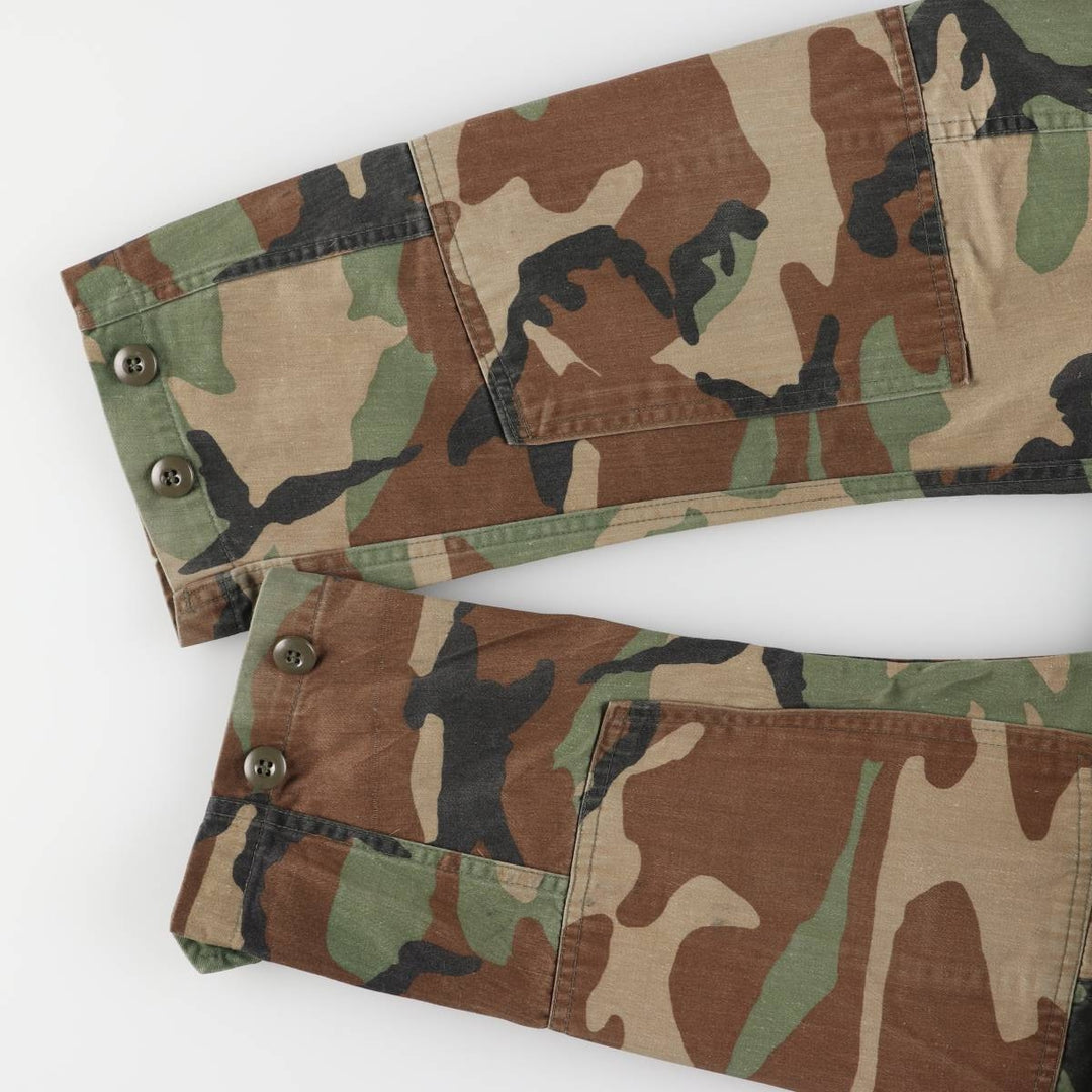 80'S US Army genuine USARMY camouflage pattern remake painted military combat jacket made in USA MEDIUM-LONG men's M size cotton brown type Vintage Second Hand