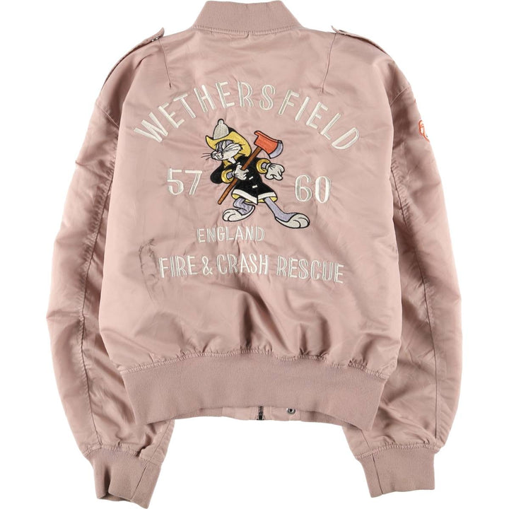 LOONEY TUNES Bugs Bunny USAIR FORCE Military Flight Jacket Women's XL Size unknown pink type Vintage Second Hand