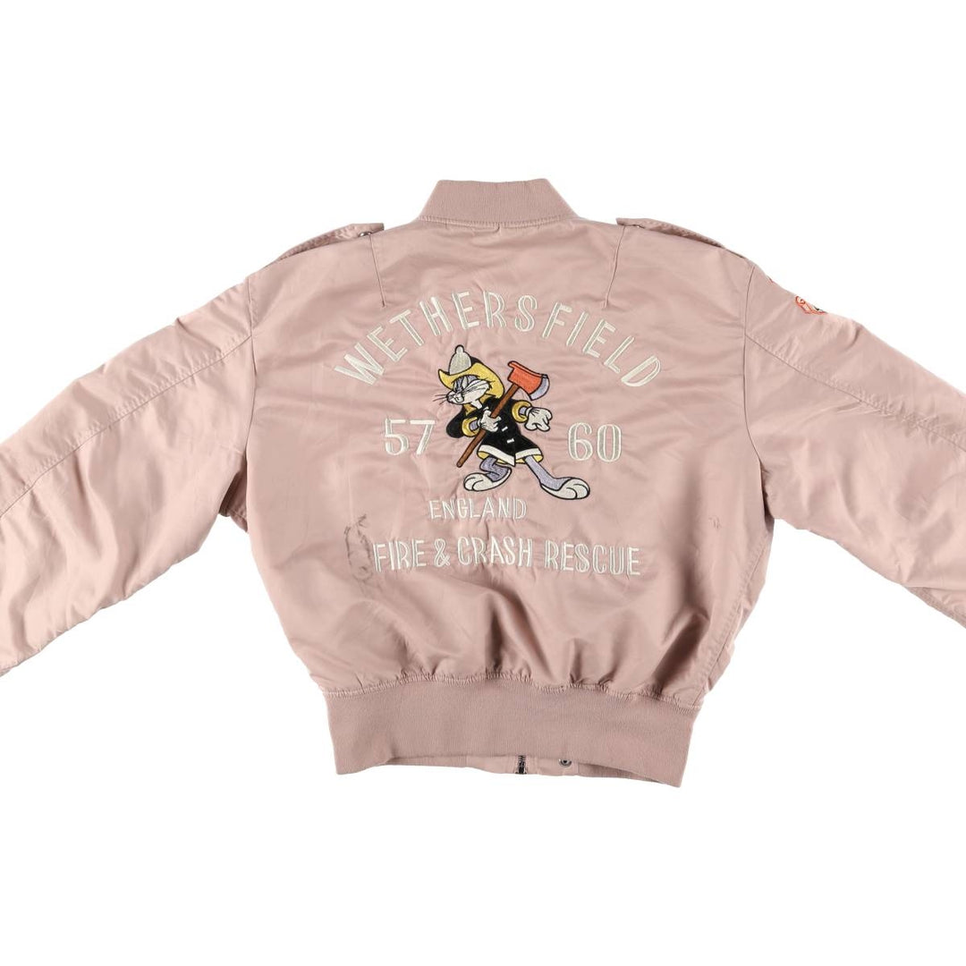 LOONEY TUNES Bugs Bunny USAIR FORCE Military Flight Jacket Women's XL Size unknown pink type Vintage Second Hand