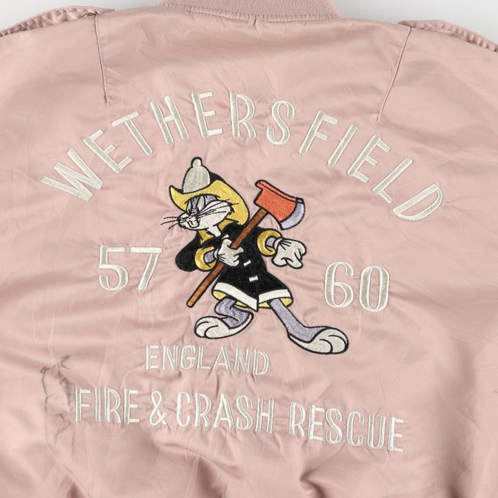 LOONEY TUNES Bugs Bunny USAIR FORCE Military Flight Jacket Women's XL Size unknown pink type Vintage Second Hand