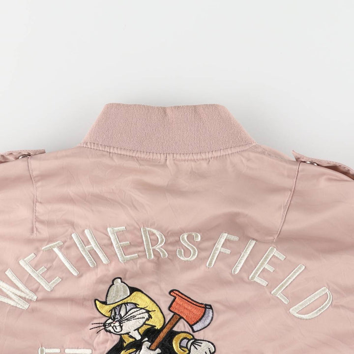 LOONEY TUNES Bugs Bunny USAIR FORCE Military Flight Jacket Women's XL Size unknown pink type Vintage Second Hand