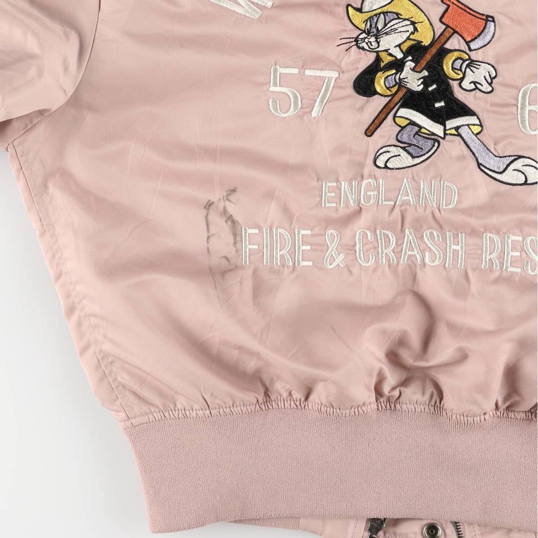 LOONEY TUNES Bugs Bunny USAIR FORCE Military Flight Jacket Women's XL Size unknown pink type Vintage Second Hand