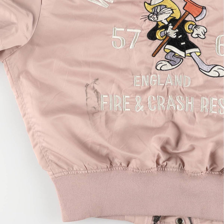 LOONEY TUNES Bugs Bunny USAIR FORCE Military Flight Jacket Women's XL Size unknown pink type Vintage Second Hand