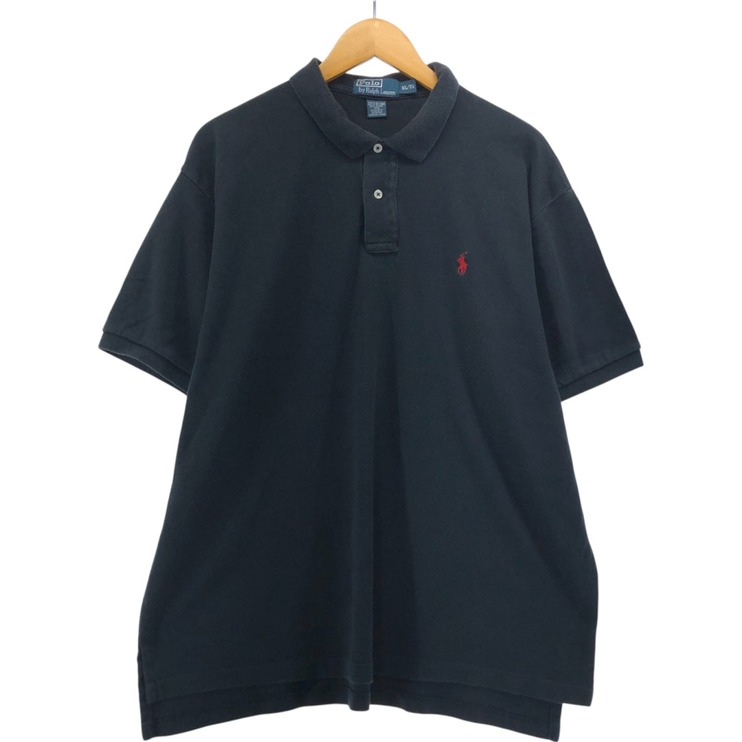 Ralph Lauren POLO by Ralph Lauren short sleeve polo shirt, men's XL size cotton black type Vintage Second Hand