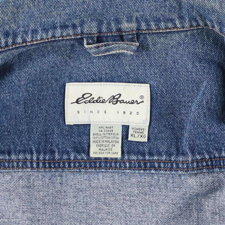 Eddie Bauer denim jacket, denim jacket, women's XL size cotton blue type Vintage Second Hand