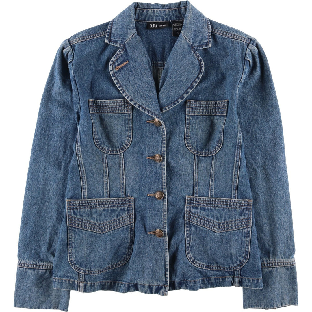 DFA NEW YORK denim tailored jacket for women, size L cotton blue type Vintage Second Hand