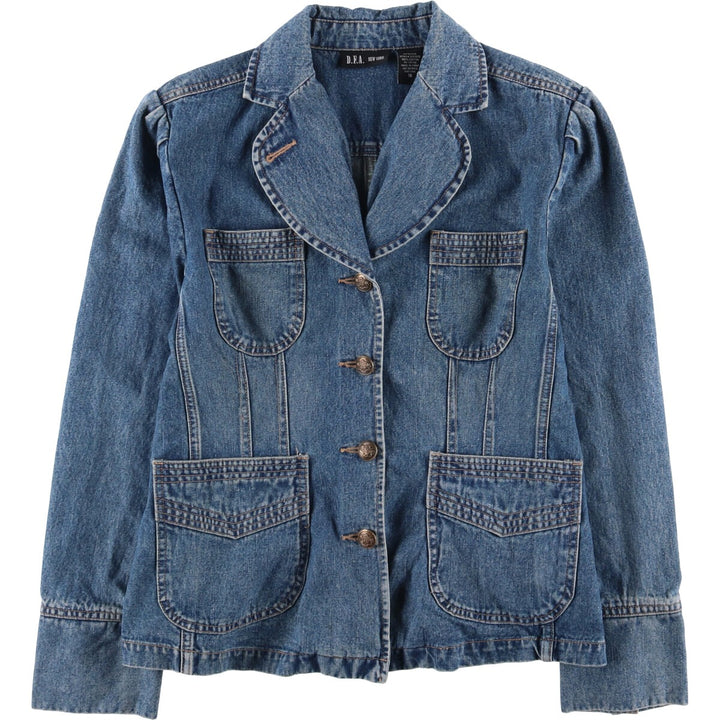 DFA NEW YORK denim tailored jacket for women, size L cotton blue type Vintage Second Hand