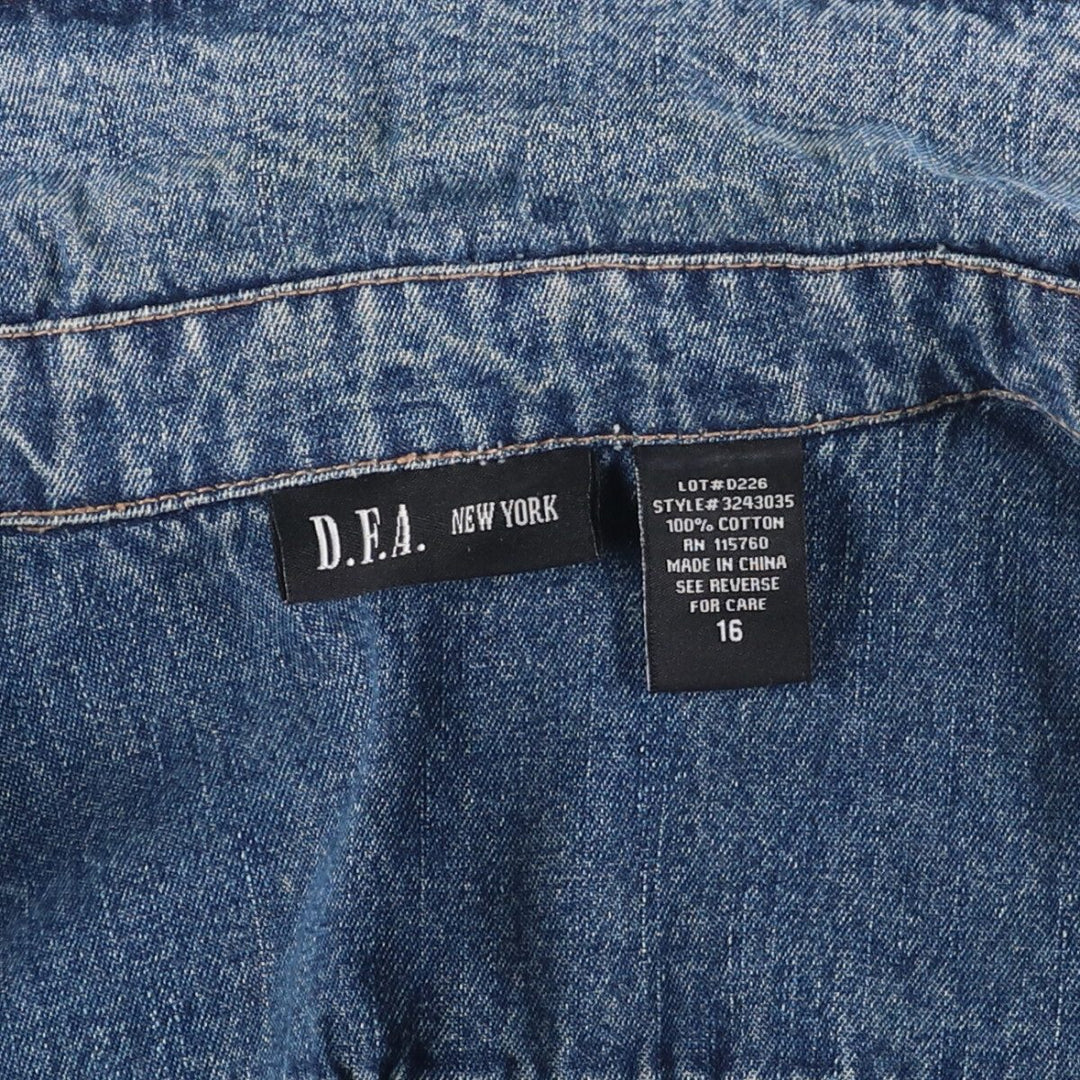 DFA NEW YORK denim tailored jacket for women, size L cotton blue type Vintage Second Hand