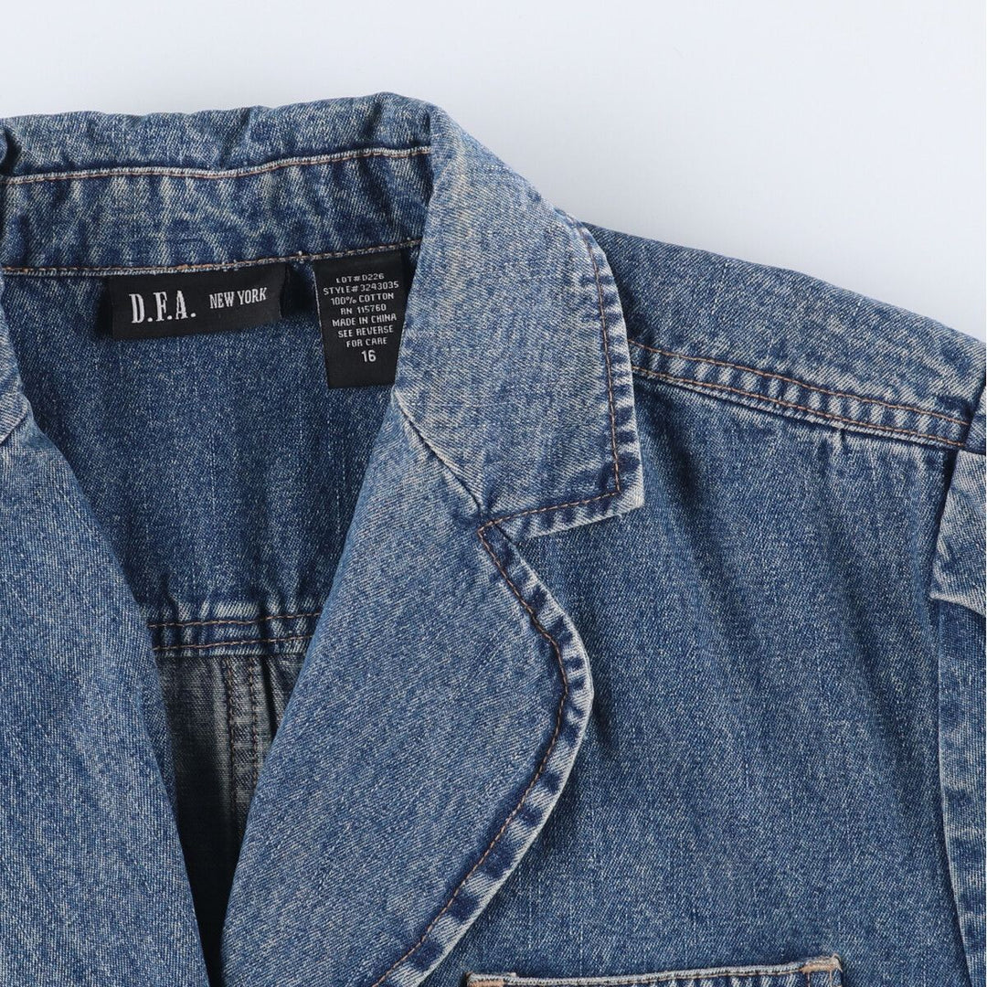 DFA NEW YORK denim tailored jacket for women, size L cotton blue type Vintage Second Hand
