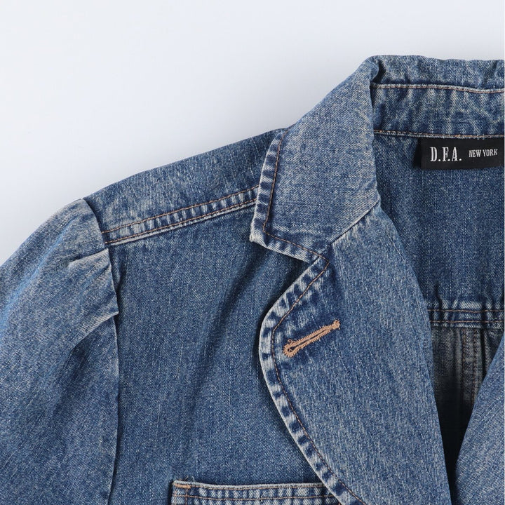 DFA NEW YORK denim tailored jacket for women, size L cotton blue type Vintage Second Hand