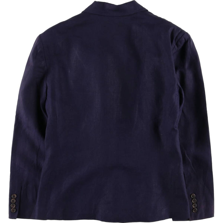 Ralph Lauren Double Breasted Peak Lapel Linen Tailored Jacket Made in USA Women's M linen navy blue type Vintage Second Hand