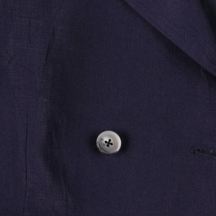 Ralph Lauren Double Breasted Peak Lapel Linen Tailored Jacket Made in USA Women's M linen navy blue type Vintage Second Hand