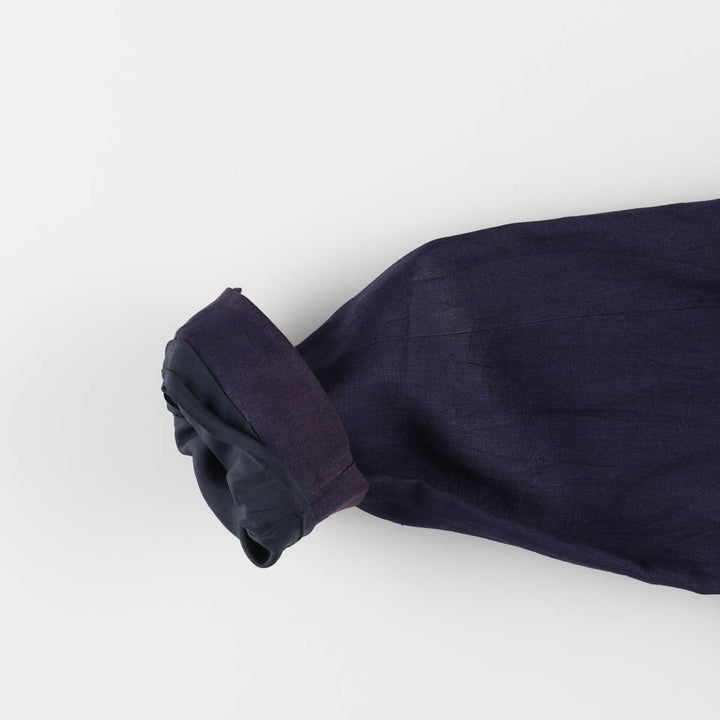 Ralph Lauren Double Breasted Peak Lapel Linen Tailored Jacket Made in USA Women's M linen navy blue type Vintage Second Hand