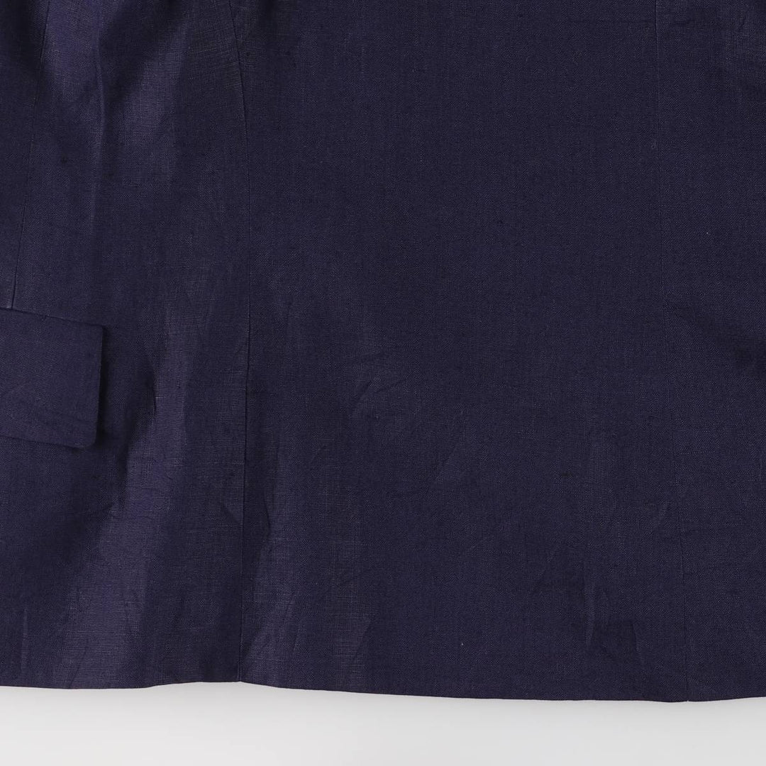 Ralph Lauren Double Breasted Peak Lapel Linen Tailored Jacket Made in USA Women's M linen navy blue type Vintage Second Hand