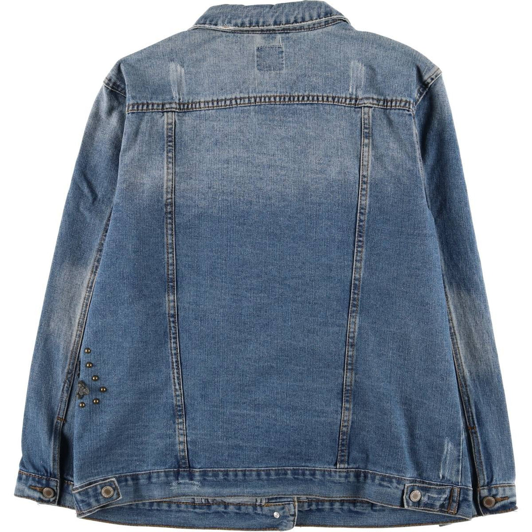 BOOM BOOM JEANS Floral Rose Pattern Denim Jacket G-Jean Women's XL cotton blue type Vintage Second Hand