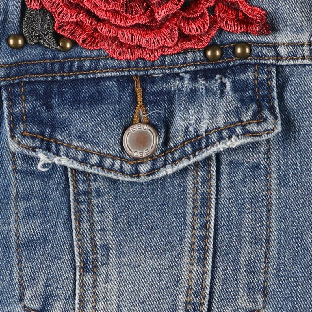 BOOM BOOM JEANS Floral Rose Pattern Denim Jacket G-Jean Women's XL cotton blue type Vintage Second Hand