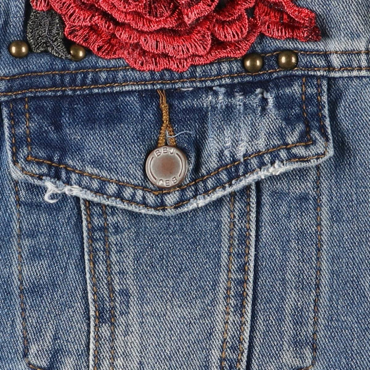 BOOM BOOM JEANS Floral Rose Pattern Denim Jacket G-Jean Women's XL cotton blue type Vintage Second Hand