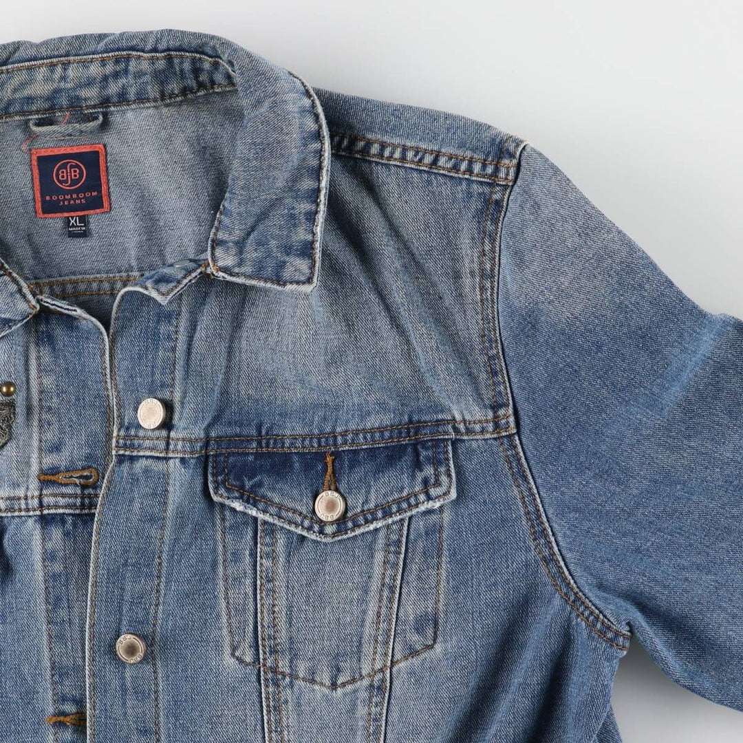 BOOM BOOM JEANS Floral Rose Pattern Denim Jacket G-Jean Women's XL cotton blue type Vintage Second Hand