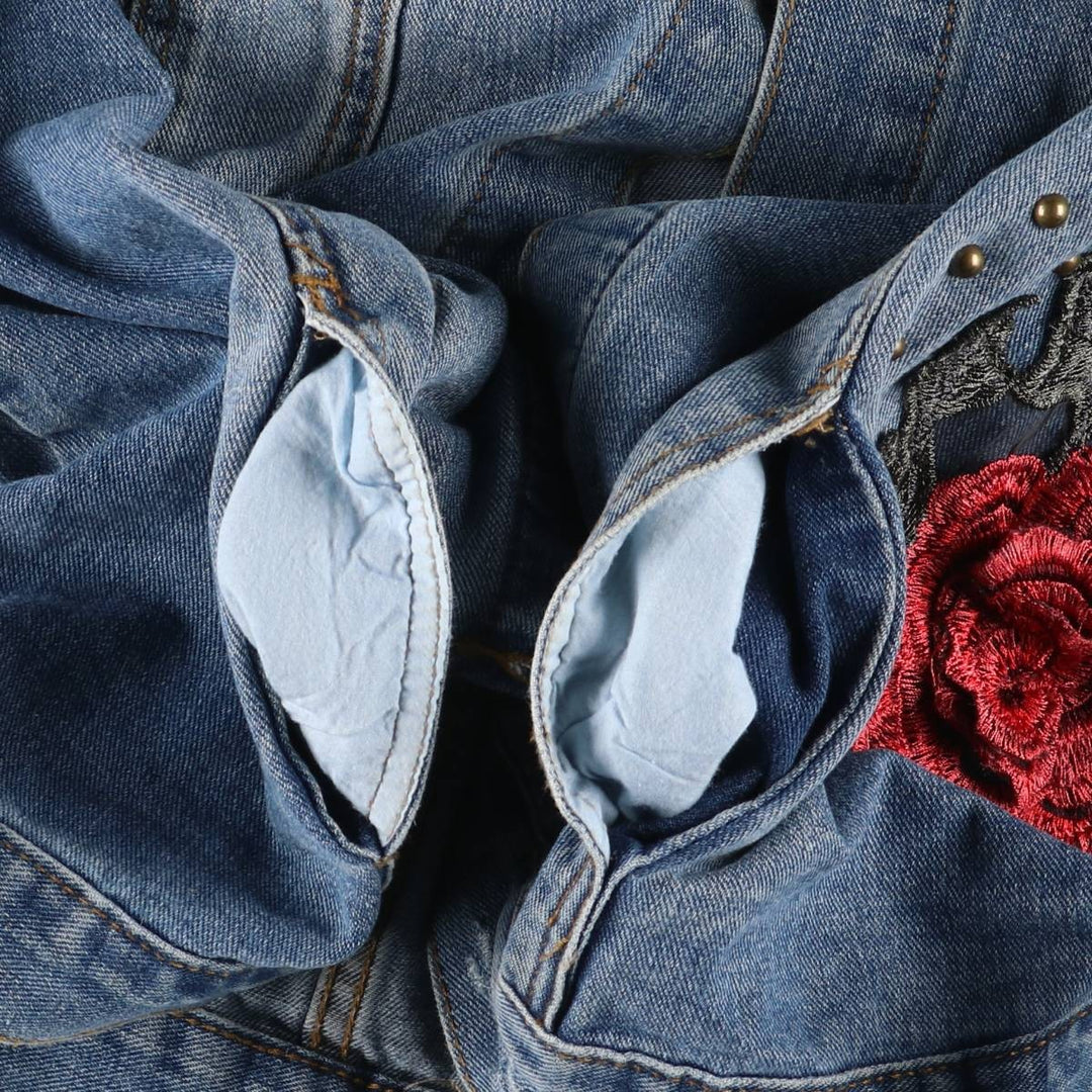 BOOM BOOM JEANS Floral Rose Pattern Denim Jacket G-Jean Women's XL cotton blue type Vintage Second Hand