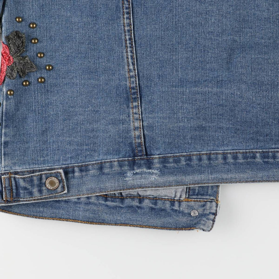 BOOM BOOM JEANS Floral Rose Pattern Denim Jacket G-Jean Women's XL cotton blue type Vintage Second Hand