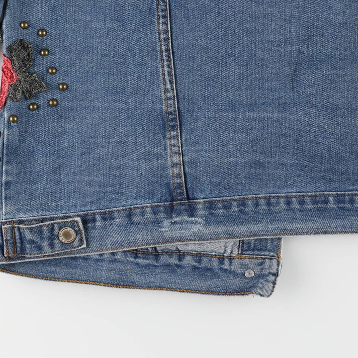 BOOM BOOM JEANS Floral Rose Pattern Denim Jacket G-Jean Women's XL cotton blue type Vintage Second Hand