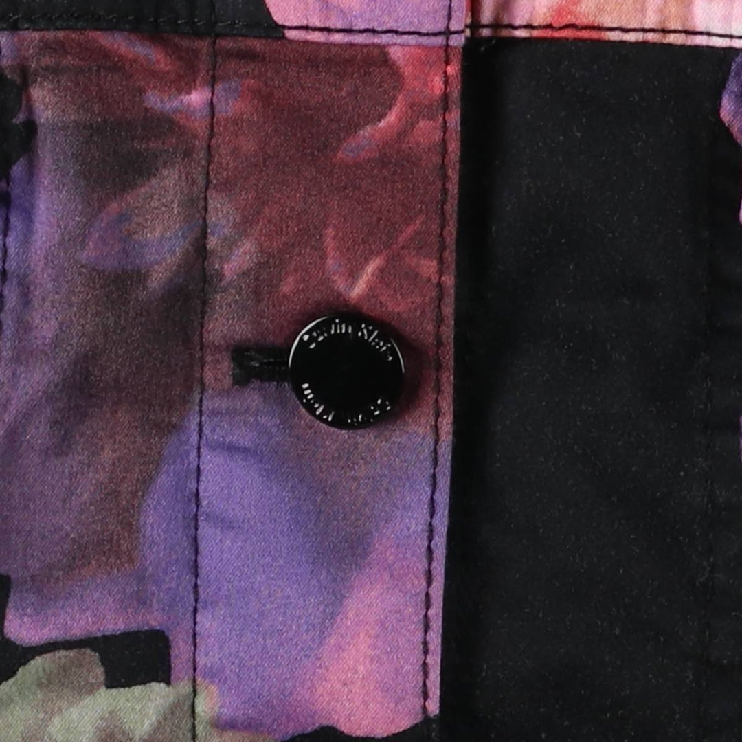 Calvin Klein Floral Print Cropped Open Collar Cotton Jacket for Women (XL) cotton black type Vintage Second Hand