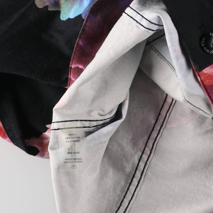 Calvin Klein Floral Print Cropped Open Collar Cotton Jacket for Women (XL) cotton black type Vintage Second Hand