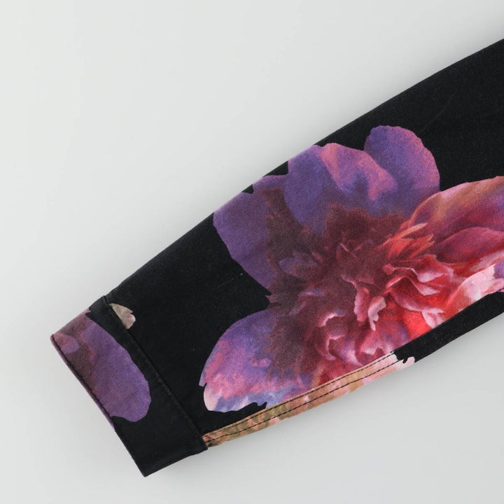 Calvin Klein Floral Print Cropped Open Collar Cotton Jacket for Women (XL) cotton black type Vintage Second Hand