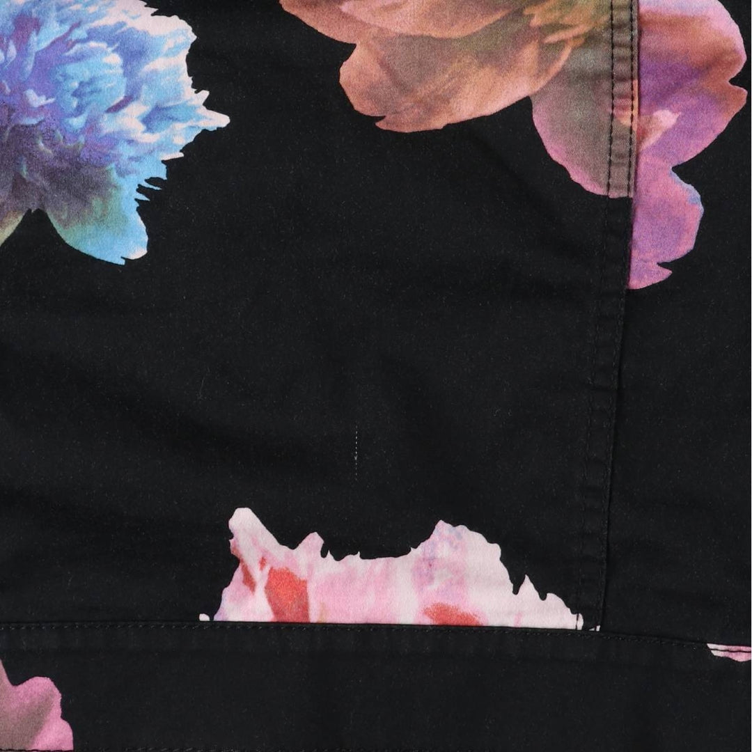 Calvin Klein Floral Print Cropped Open Collar Cotton Jacket for Women (XL) cotton black type Vintage Second Hand