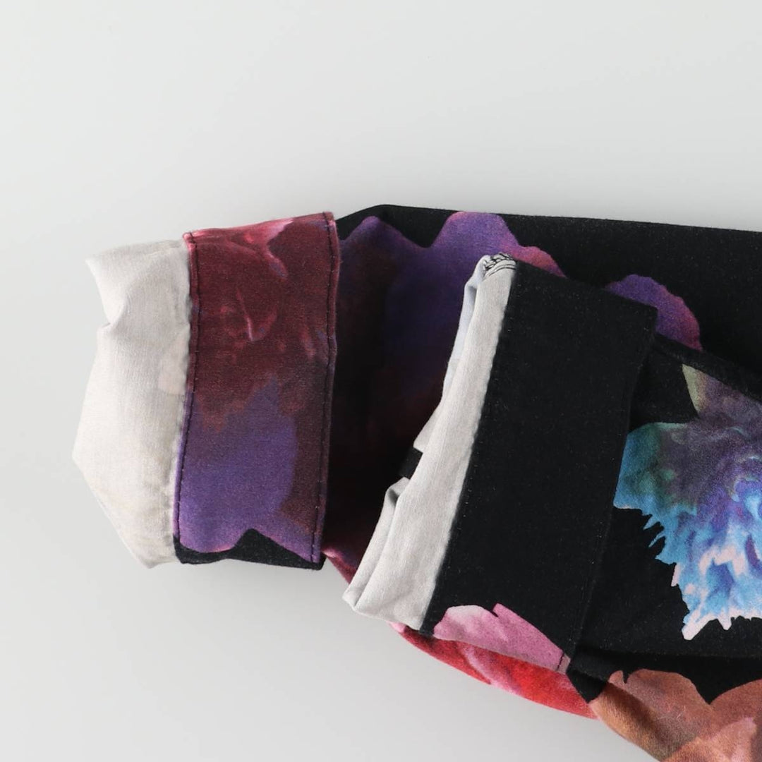 Calvin Klein Floral Print Cropped Open Collar Cotton Jacket for Women (XL) cotton black type Vintage Second Hand