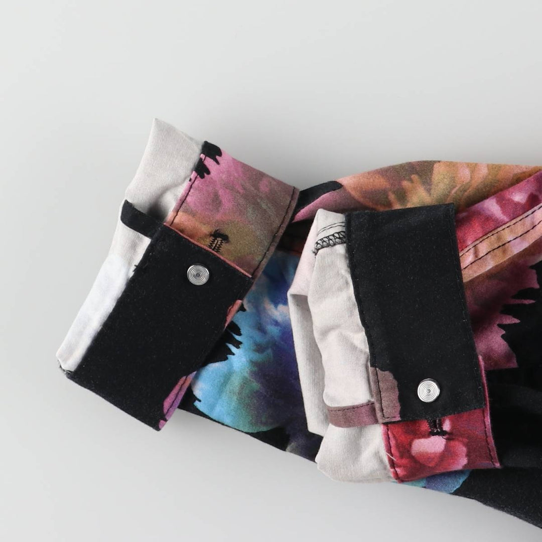 Calvin Klein Floral Print Cropped Open Collar Cotton Jacket for Women (XL) cotton black type Vintage Second Hand